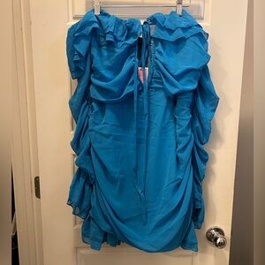 Ruffled Bright Blue Dress